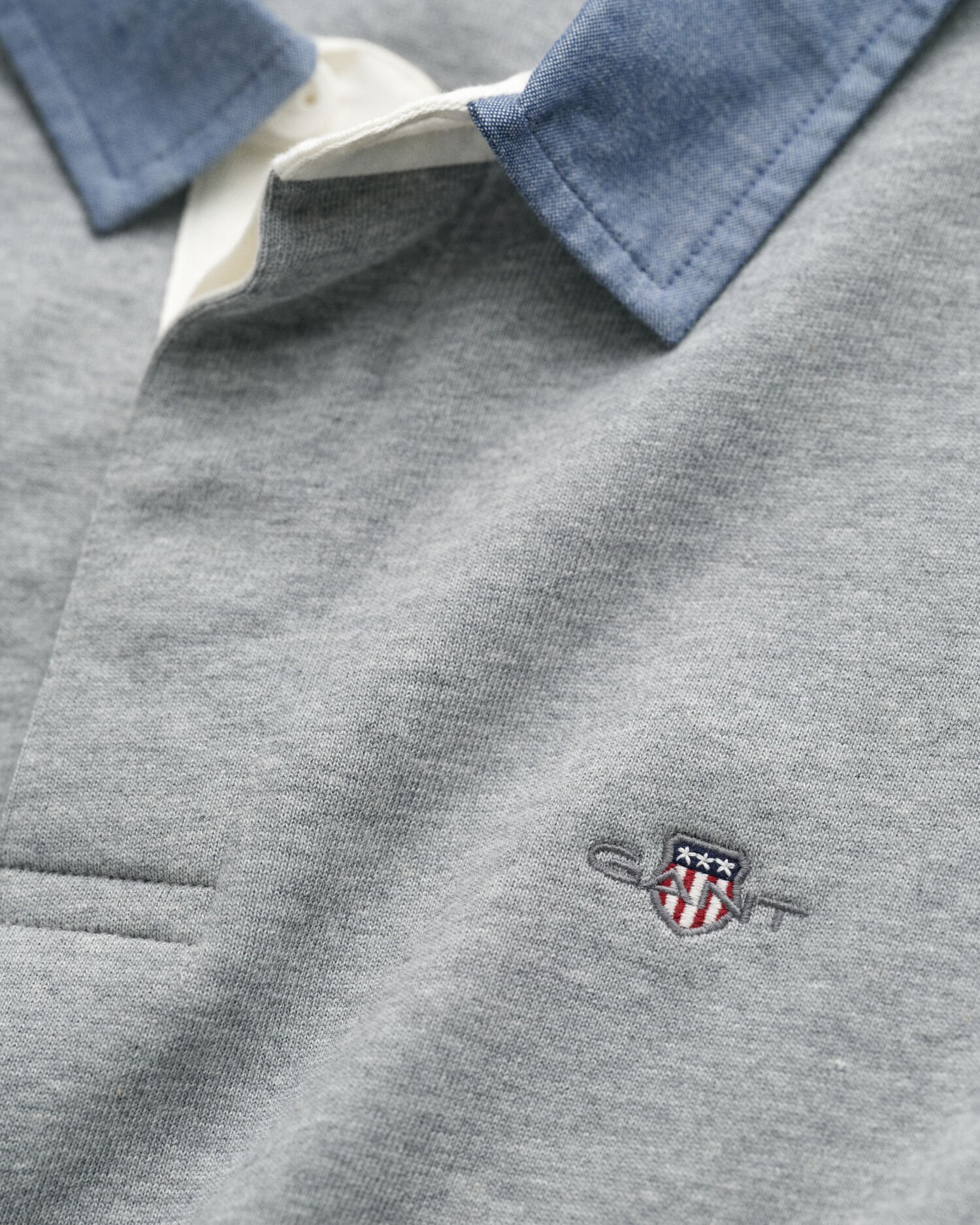 Heavy Rugger met chambray kraag