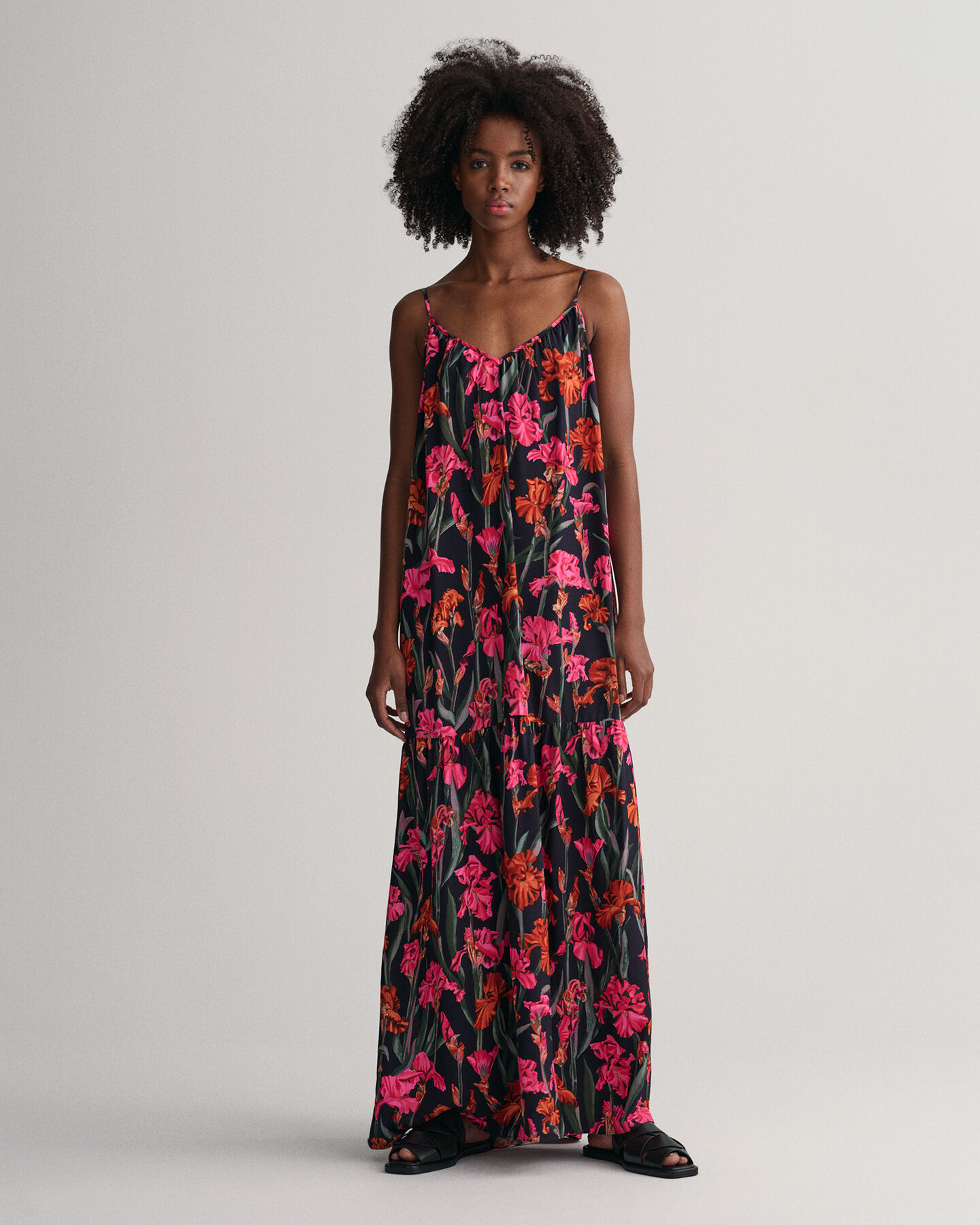 Maxi-jurk met spaghettibandjes en print