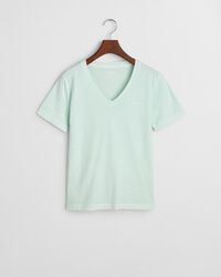 Sunfaded T-shirt met V-hals
