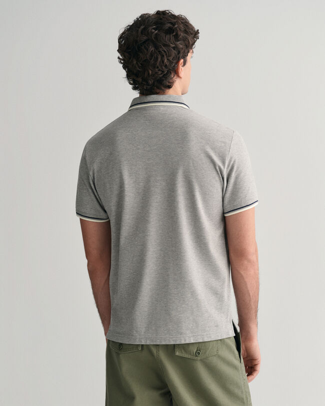 Piqu&eacute; poloshirt met tweekleurige rand