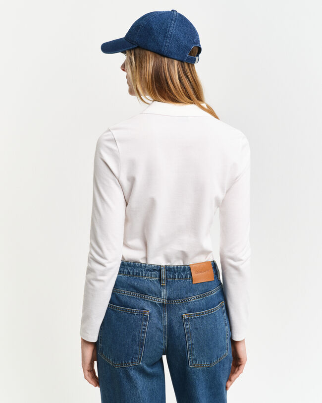 Shield piqué poloshirt met lange mouwen