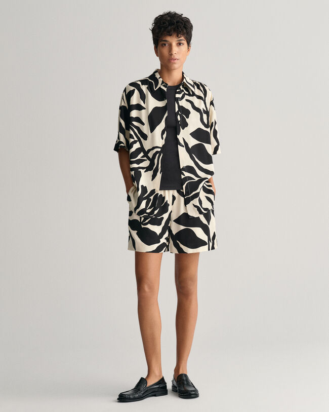 Relaxed Fit Palm Print blouse met korte mouwen