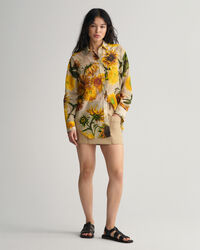 Relaxed Fit Sunflower-print overhemd van katoenzijde