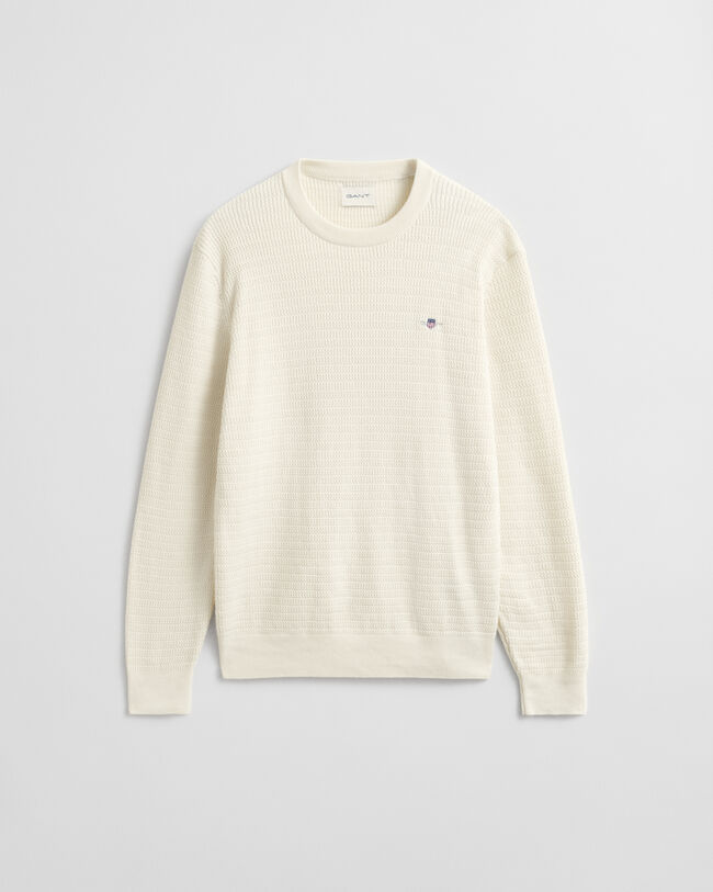 Gebreide trui met minikabels en ronde hals