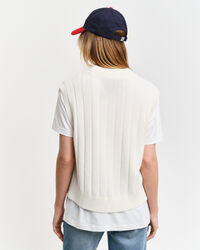 Wollen spencer met V-hals en brede rib