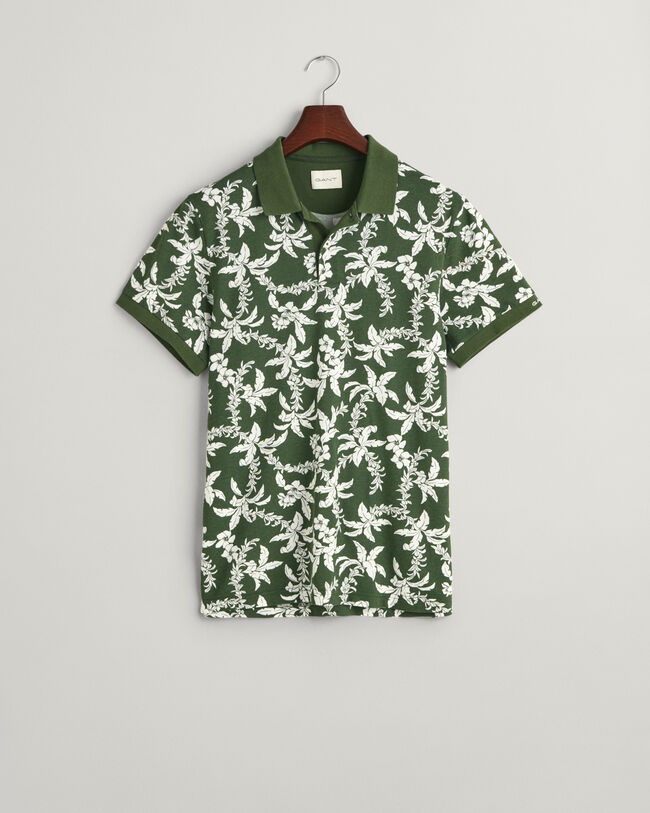 Palm Lei Print piqu&eacute; poloshirt