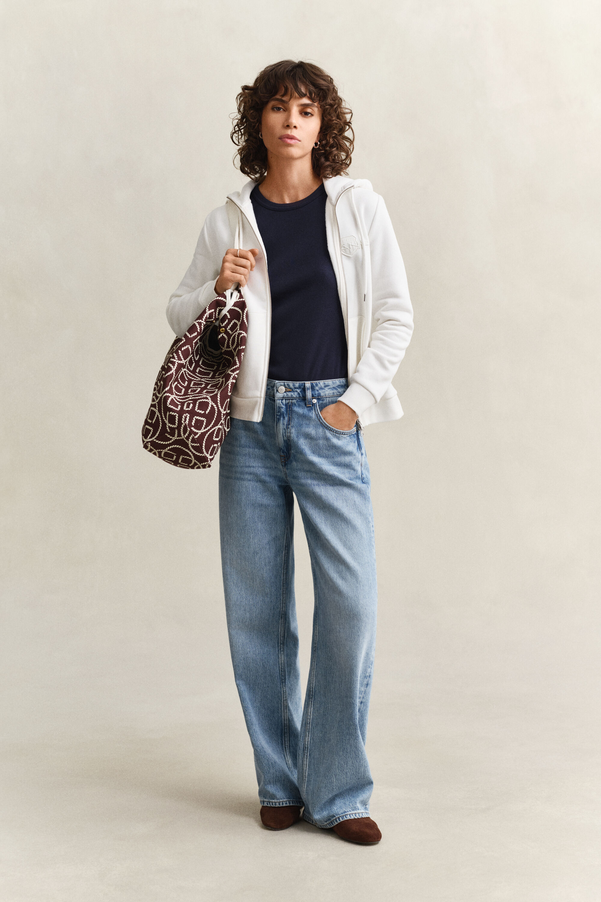 Tonal Shield hoodie met ritssluiting