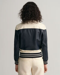 Leren jasje met kleurblokken