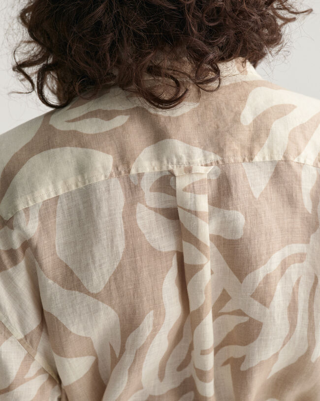 Palm Print linnen overhemdjurk