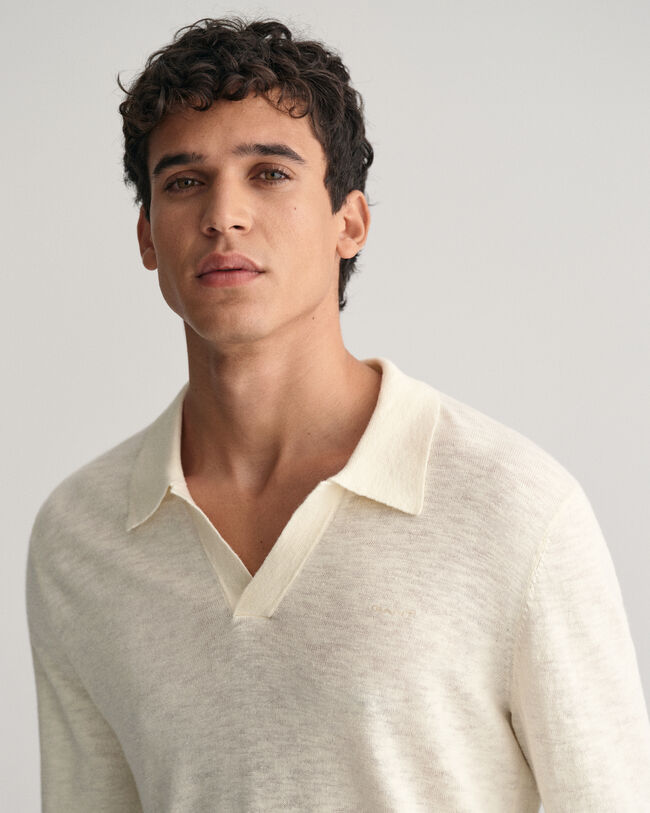 Open Polo sweater van katoen en linnen