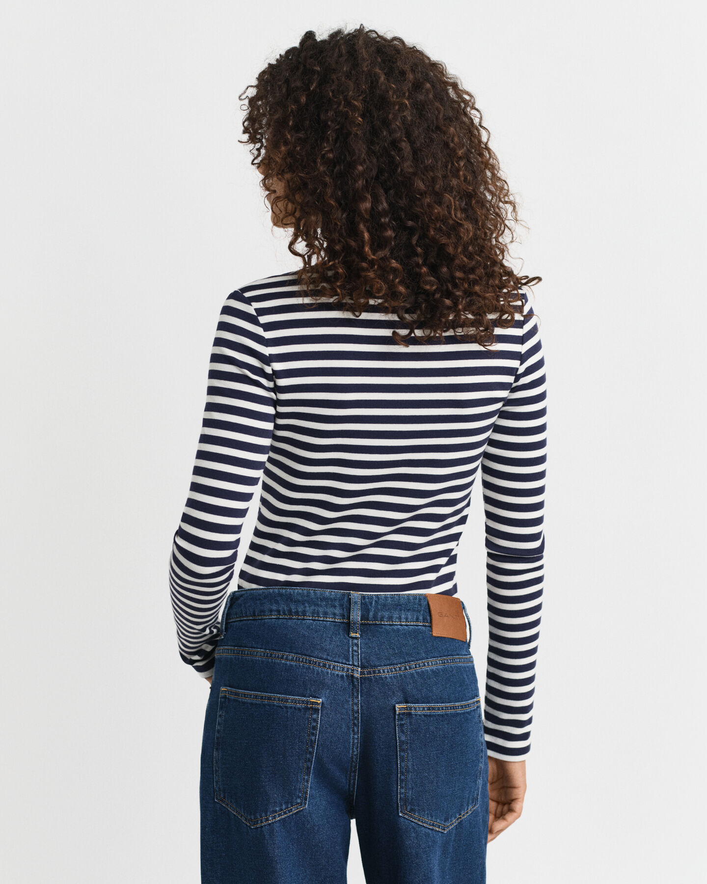 Gestreept ribshirt met lange mouwen