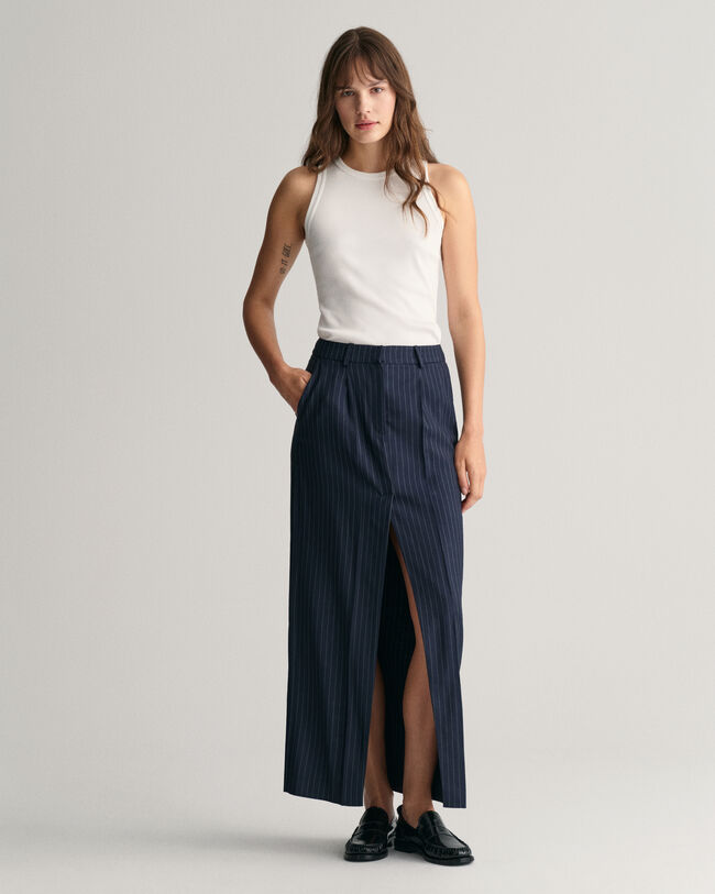 Pinstripe maxirok met plooien