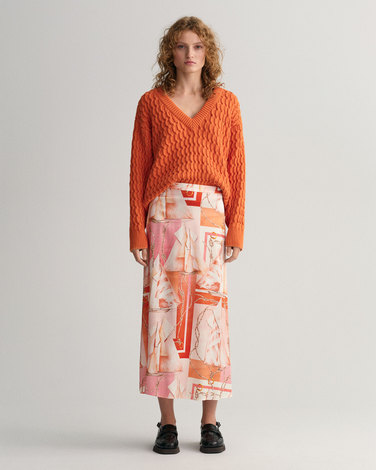 Sailing Print maxirok van zijde