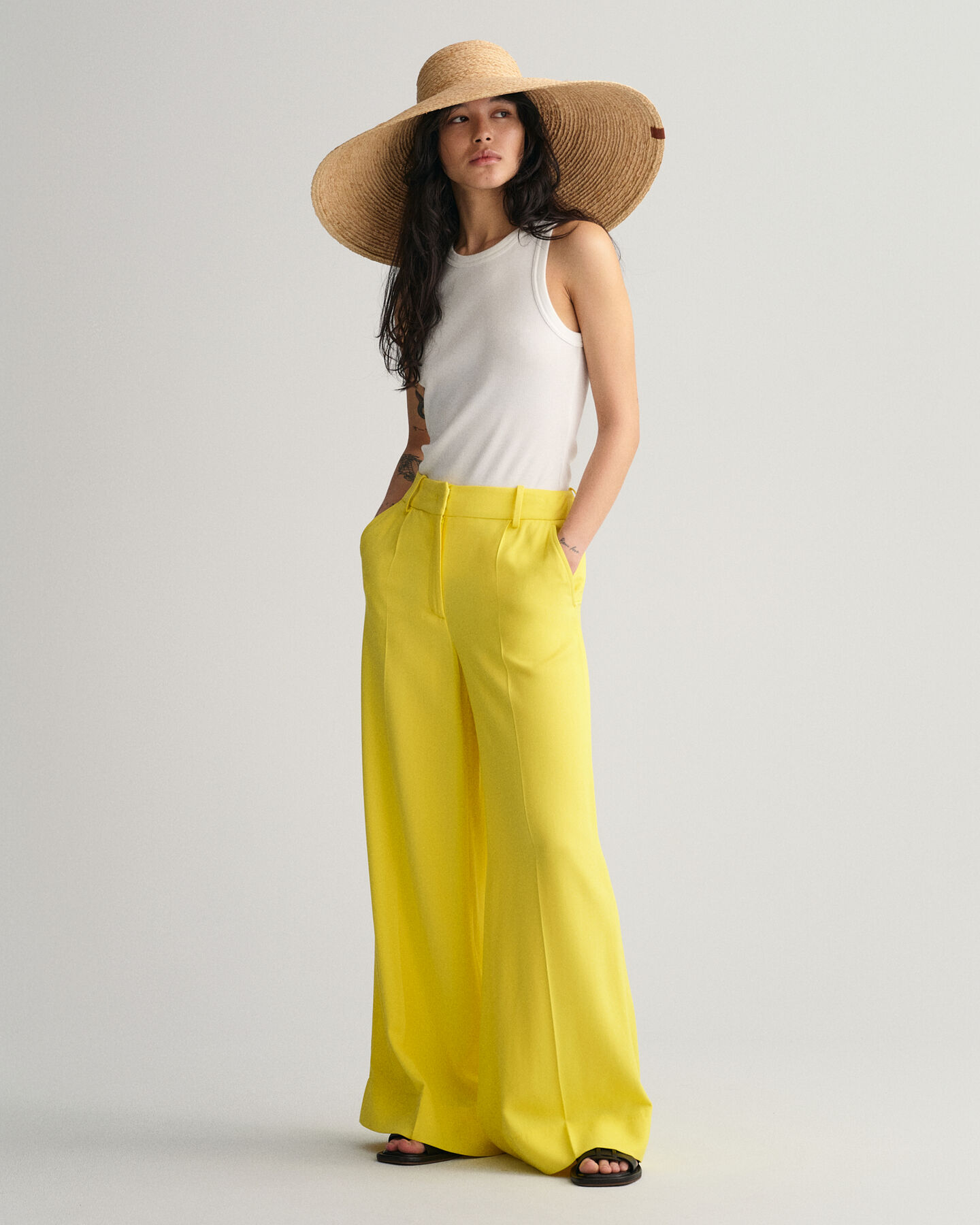 Fluid broek met wijde pijpen