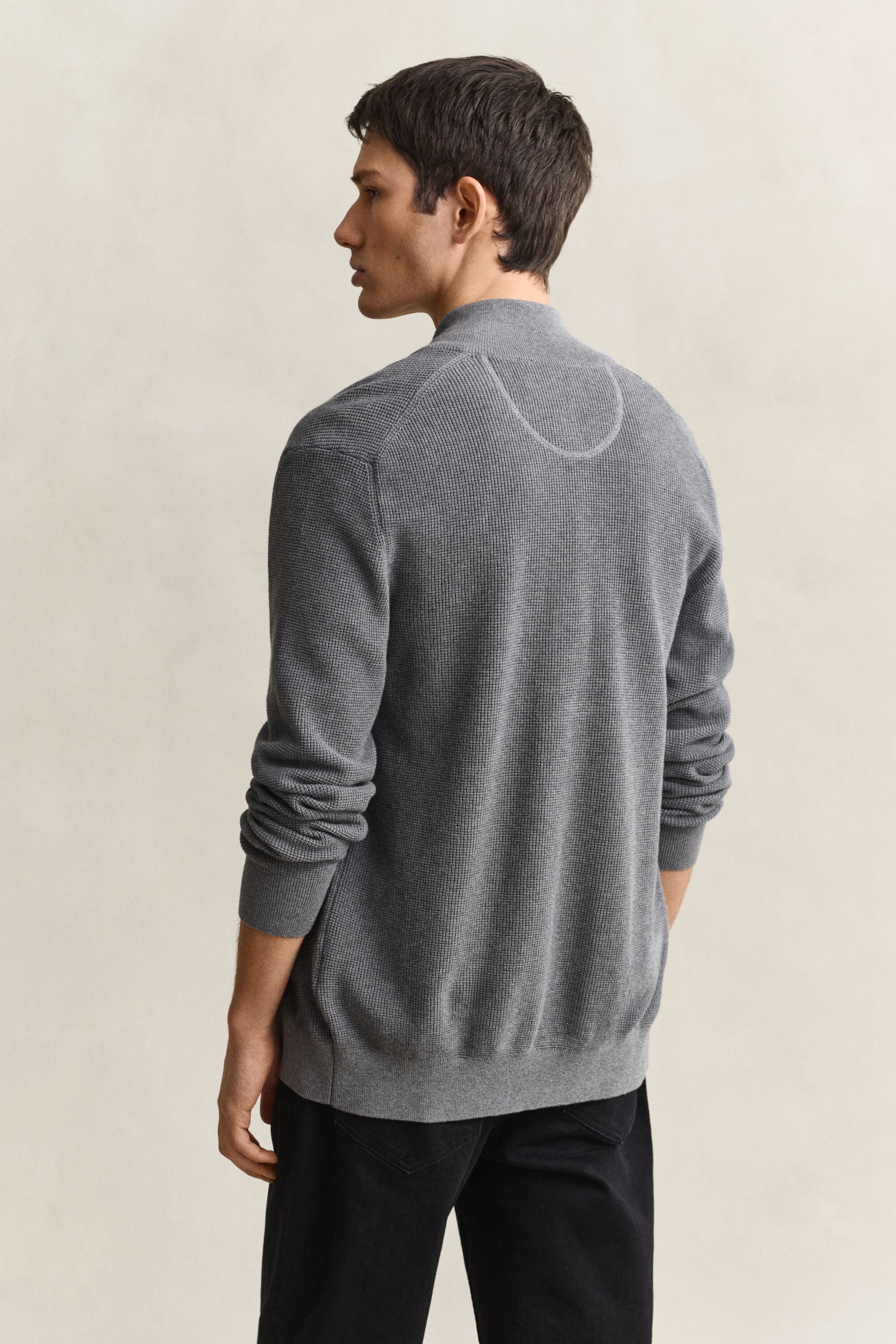 Katoenen vest met ritssluiting en textuur