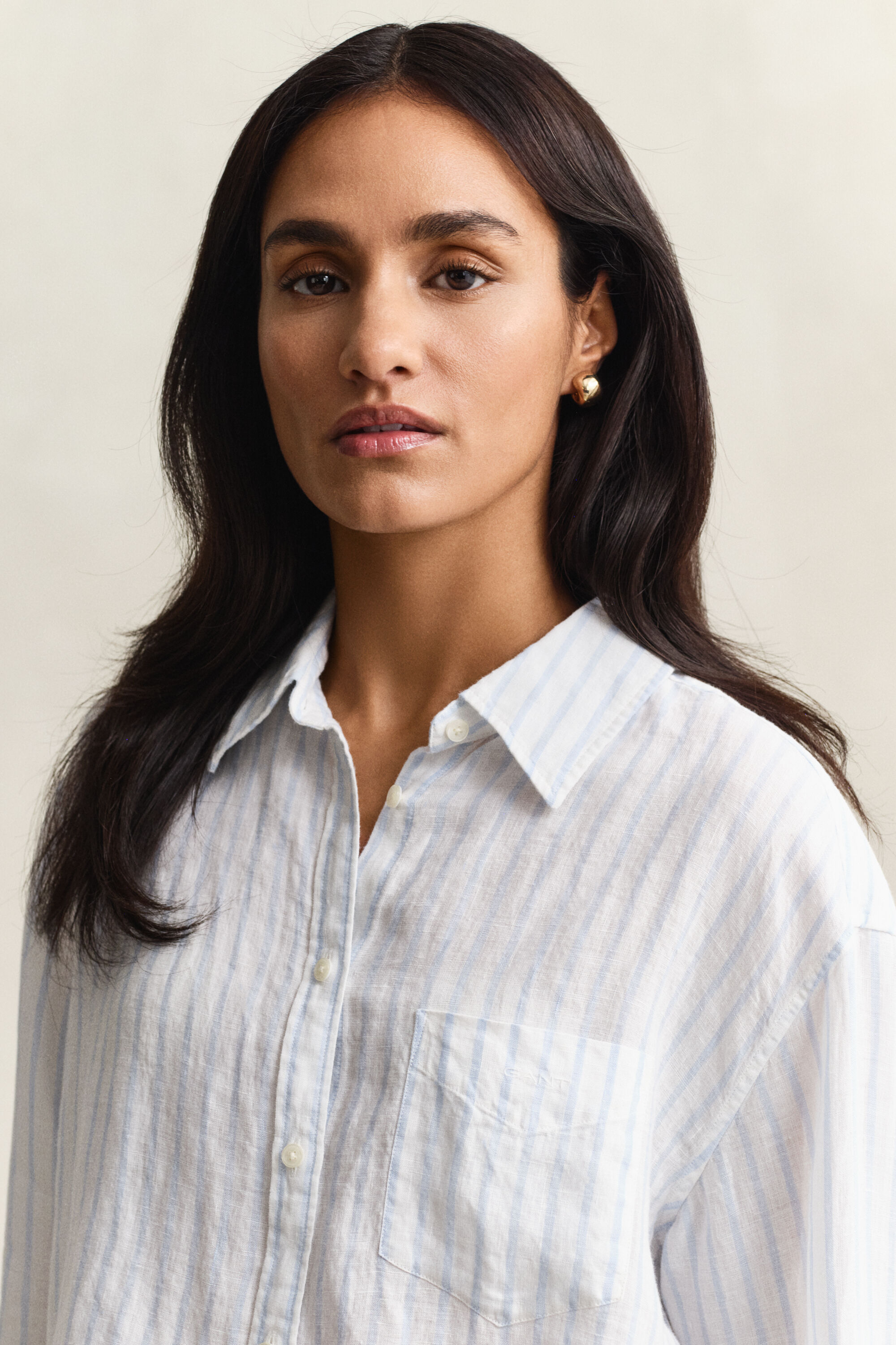 Relaxed Fit linnen overoverhemd met strepen