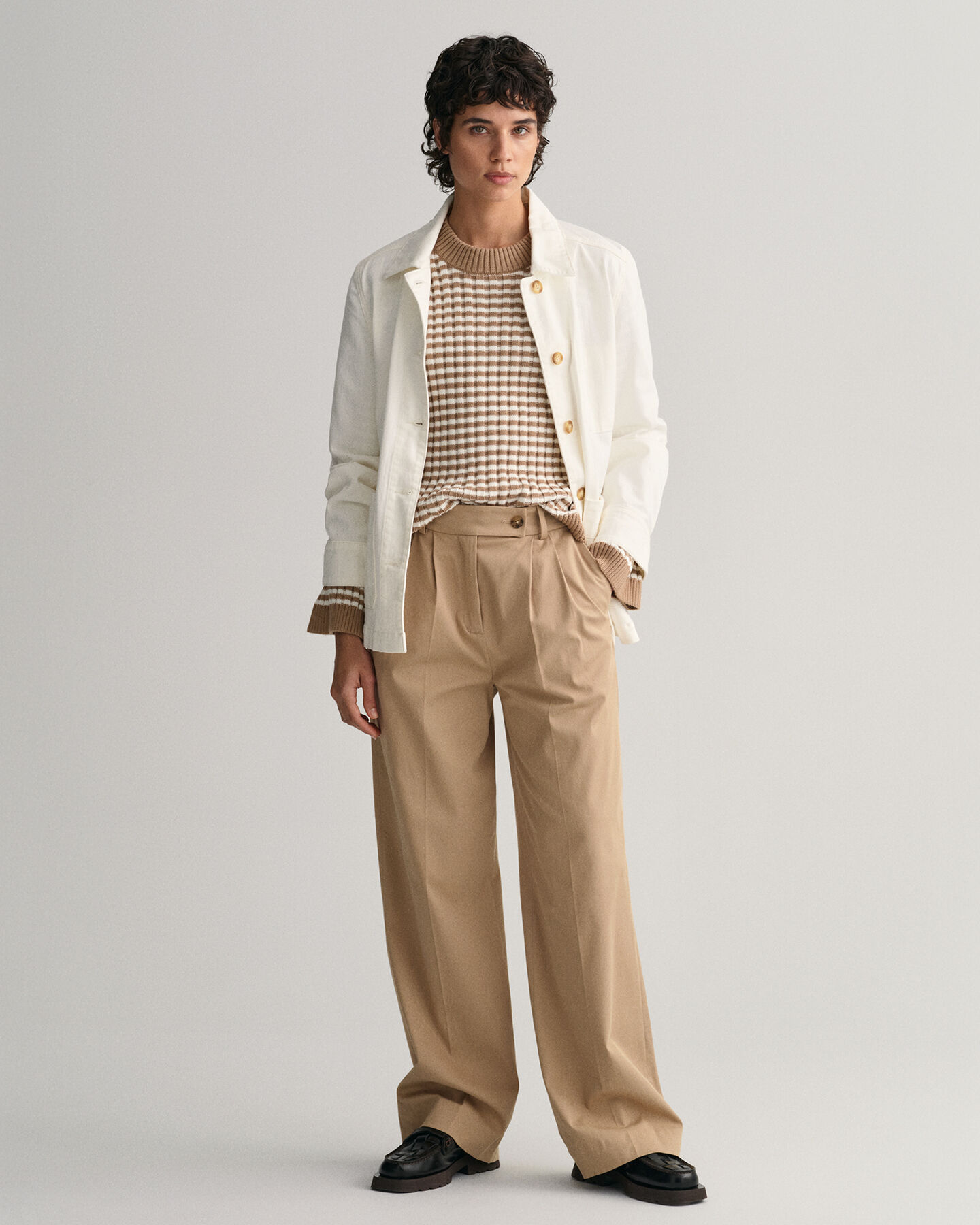 Ribtrui met ronde hals en strepen van ribkatoen