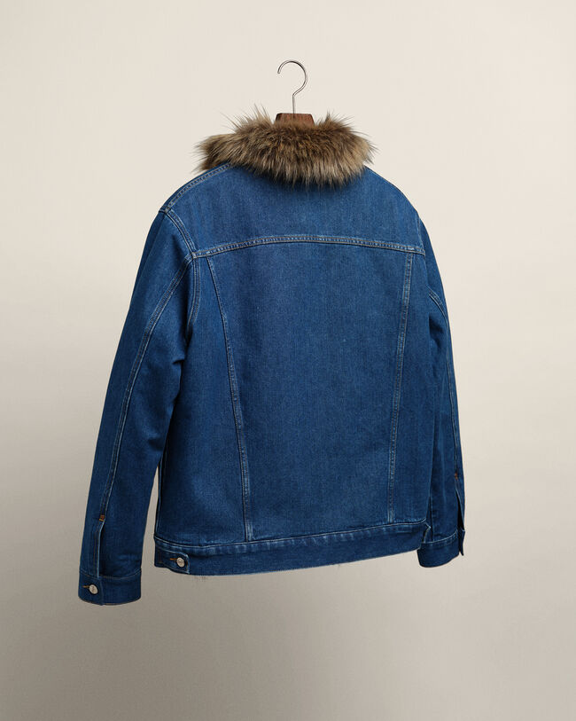 Wrangler x GANT denim jack met nepbont