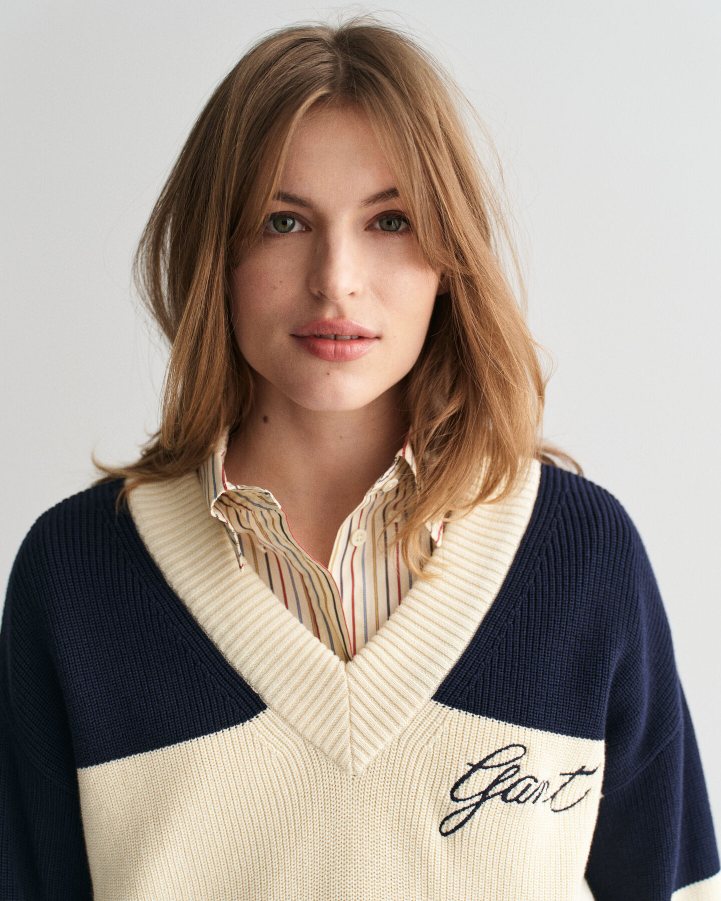 GANT Varsity sweater met V-hals van katoen