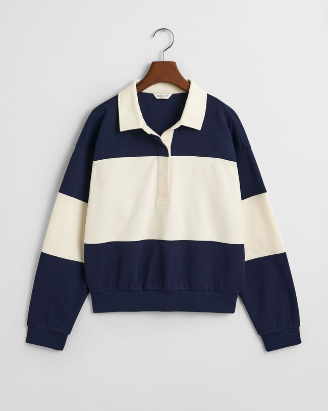 Rugger met piqué-textuur en kleurblokken