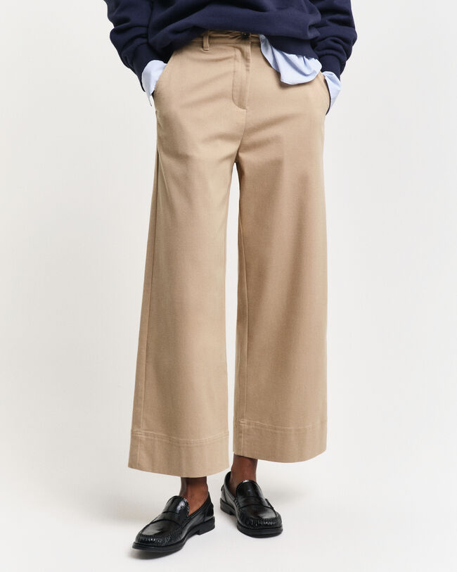 Cropped katoenen broek met wijde pijpen