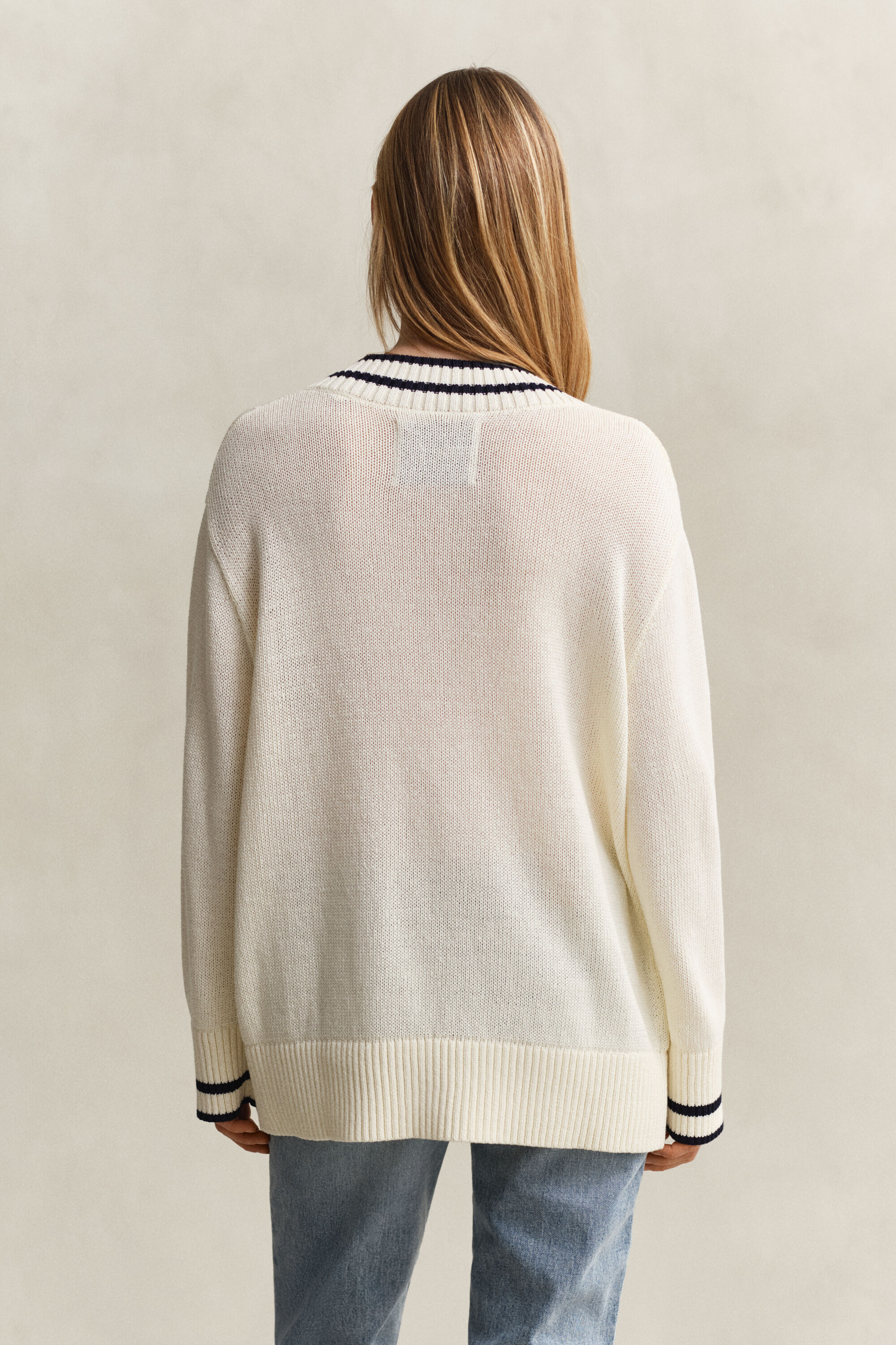 Katoenen sweater met V-hals