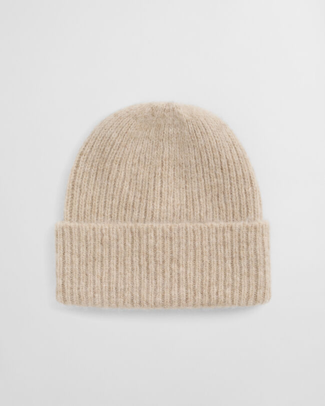 Geribde beanie van alpacawolmix