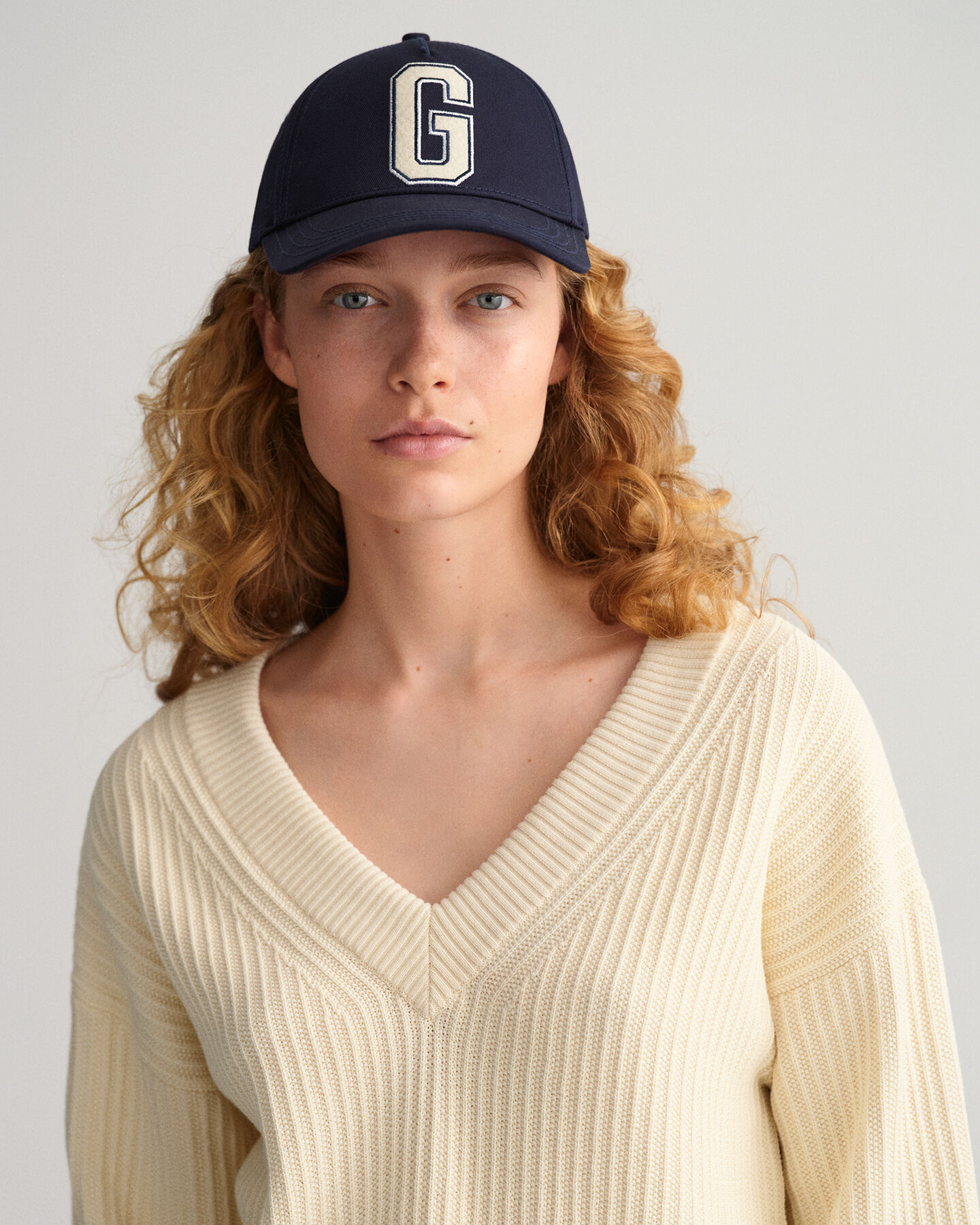 Sweater met V-hals van ribkatoen