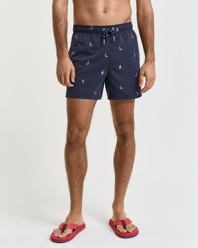 Zwemshort met geborduurde boot