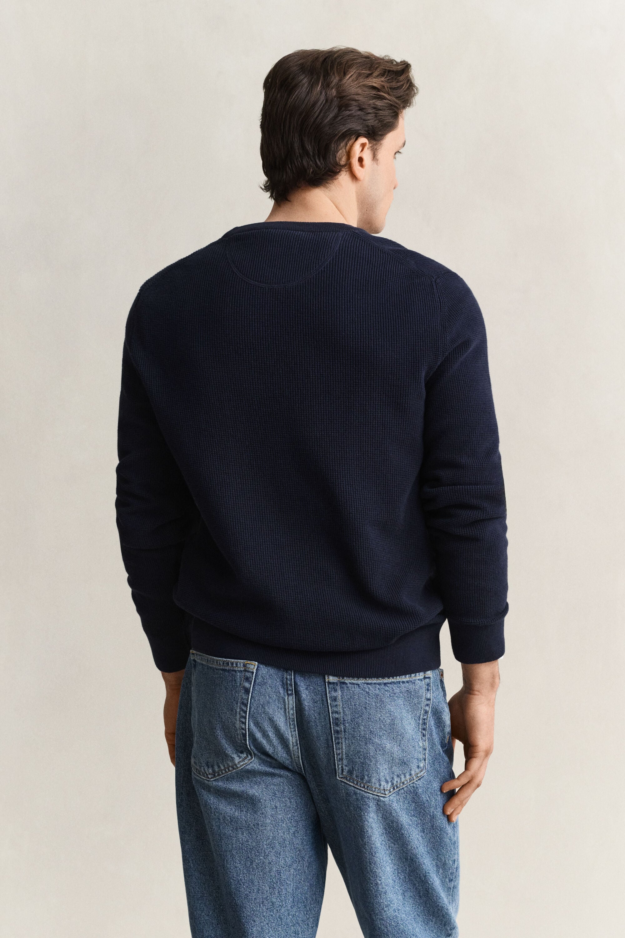 Katoenen Textured sweater met ronde hals