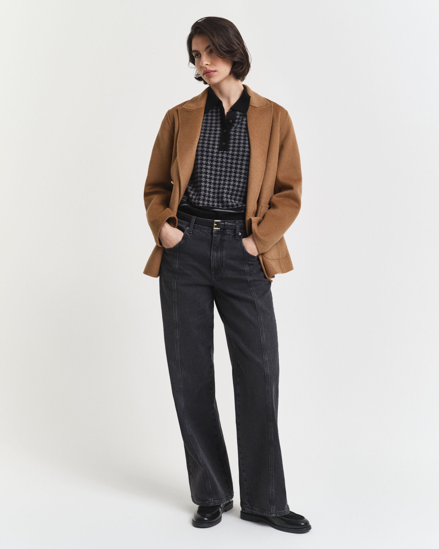 Polotrui met jacquard pied-de-poule