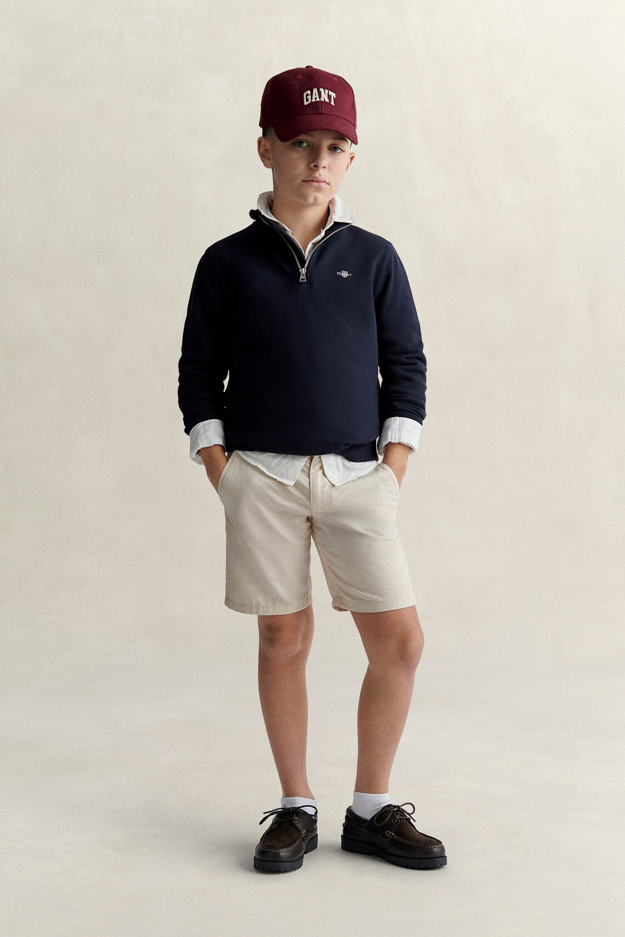 Sweatshirt met korte rits en schild voor tienerjongens