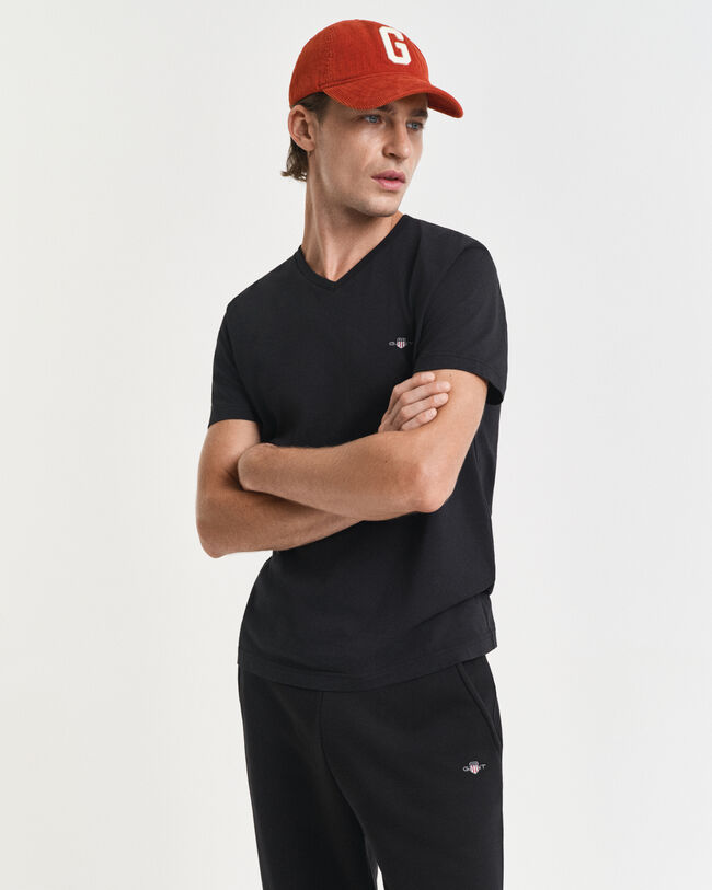 Slim Fit Shield T-shirt met V-hals