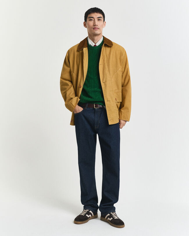 Lamswollen kabeltrui met ronde hals