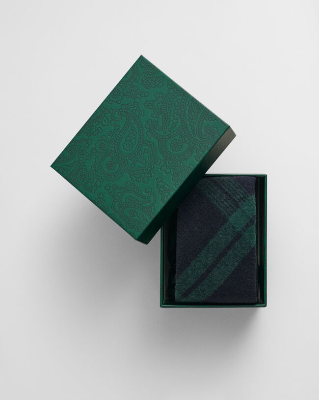 Geruite stropdas van wol en flanel in cadeauverpakking