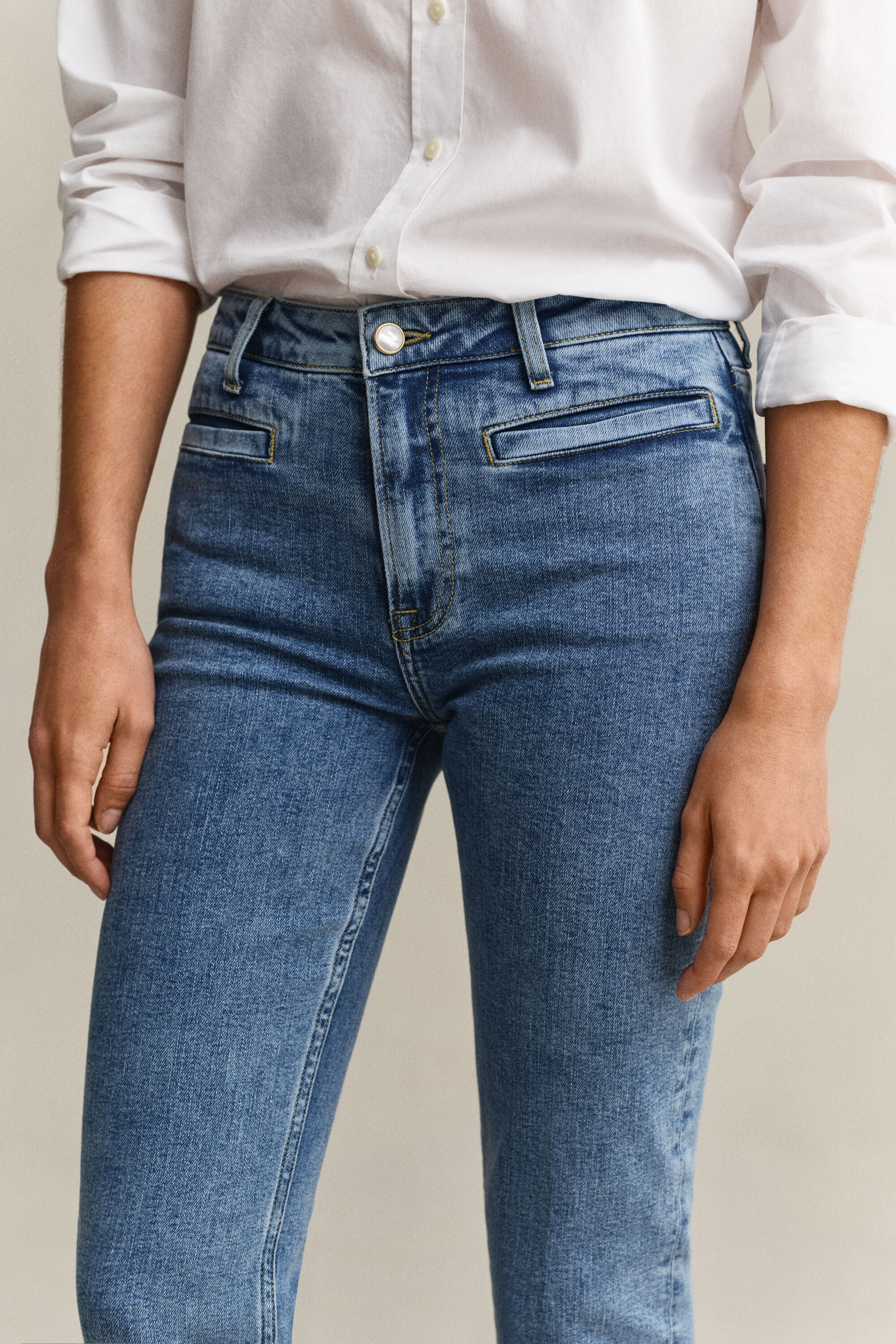 Monogram jeans met wijduitlopende pijpen