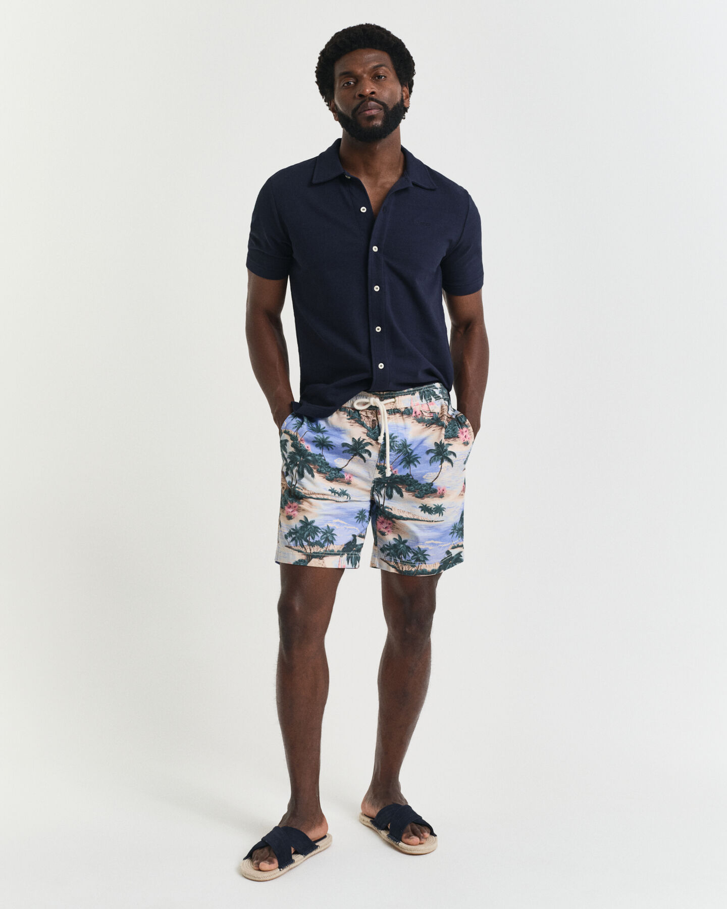 Regular Fit short met print en trekkoordje