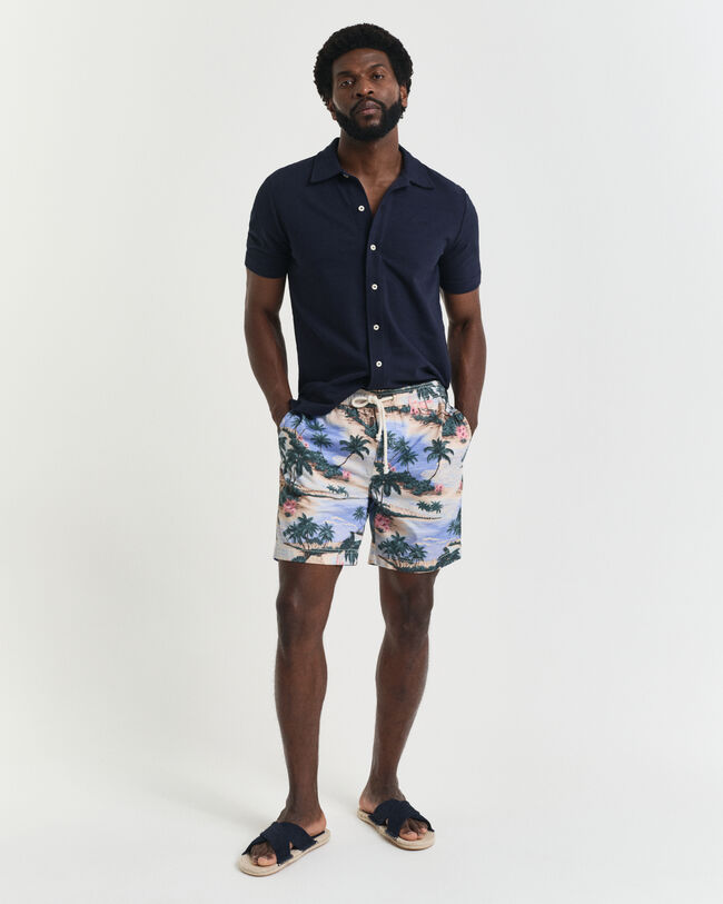 Regular Fit short met print en trekkoordje