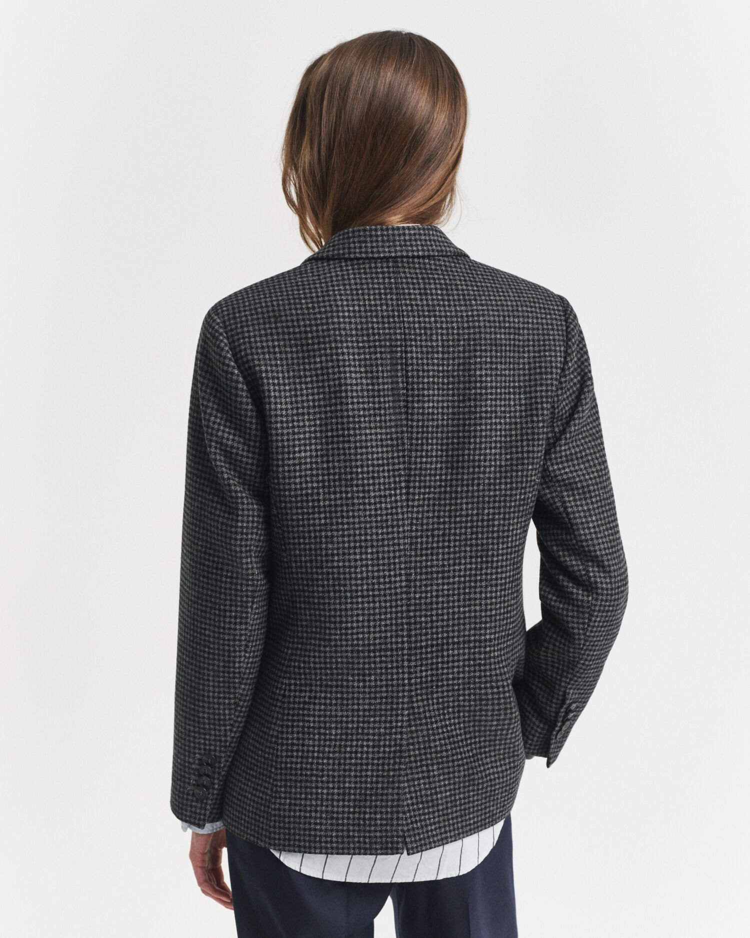 Regular fit wollen blazer met pied-de-poule