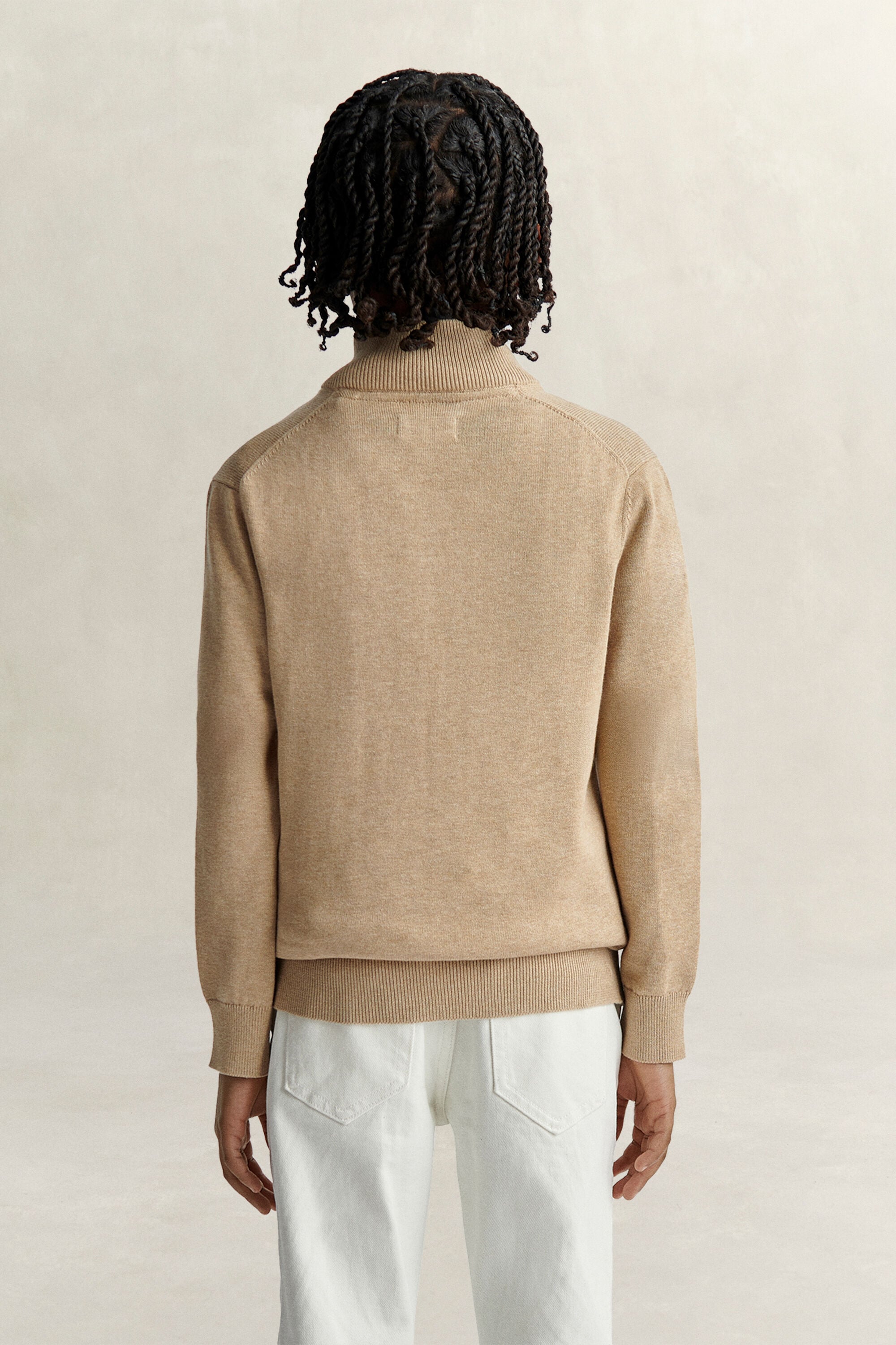 Sweater met korte rits en schild voor tienerjongens