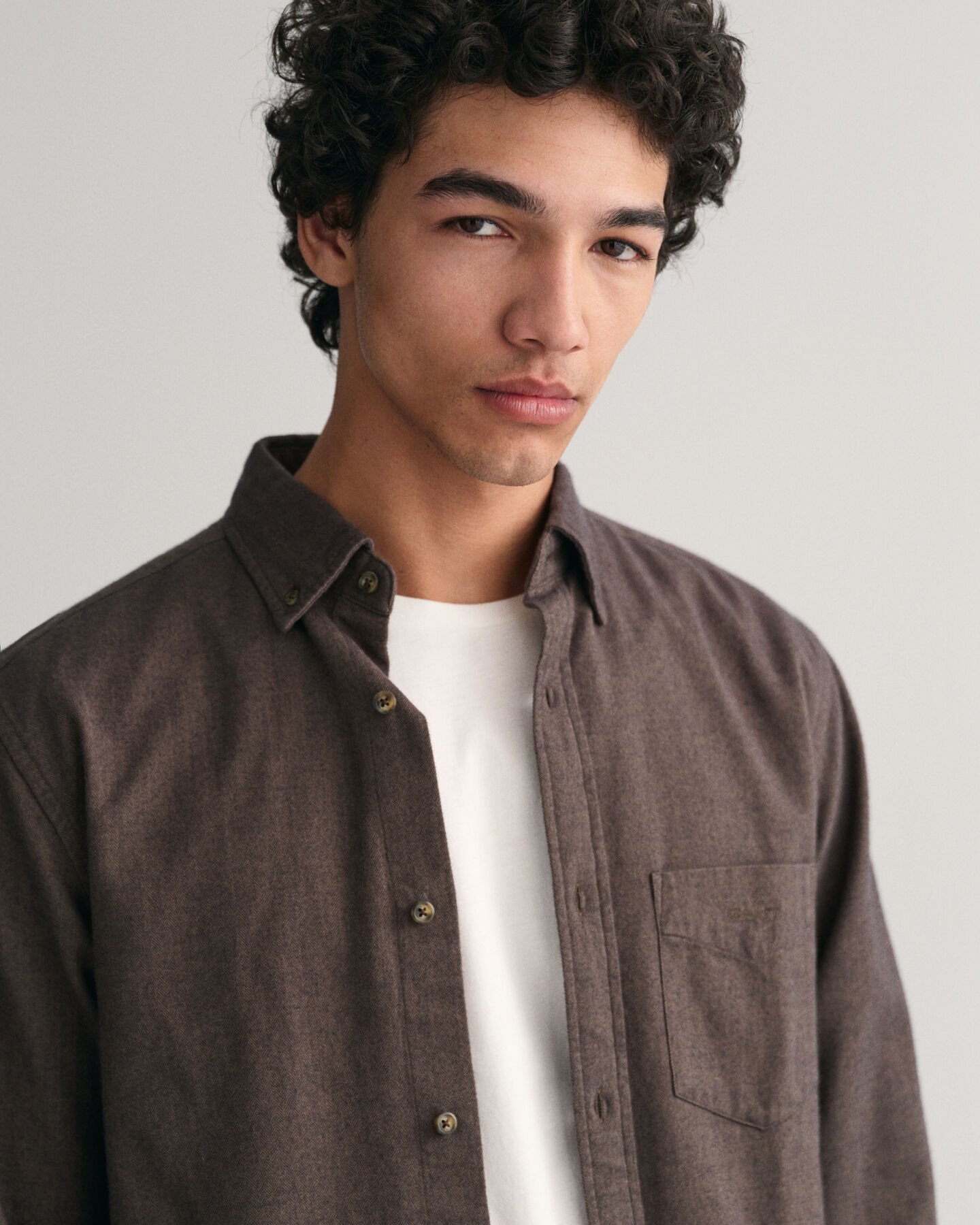 Regular Fit flanellen overhemd met visgraatmotief