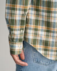 Regular Fit geruit overhemd van katoen en linnen