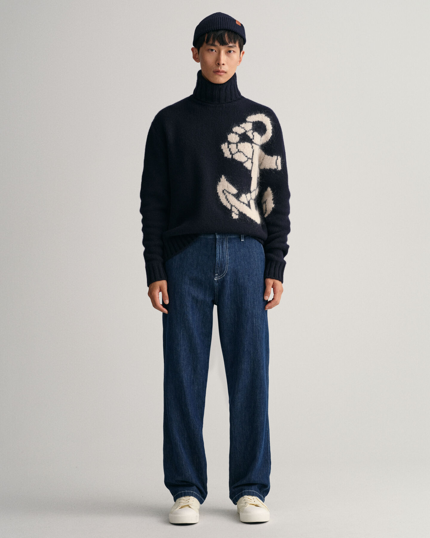 Relaxed fit jeans van katoen en linnen