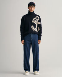 Relaxed fit jeans van katoen en linnen