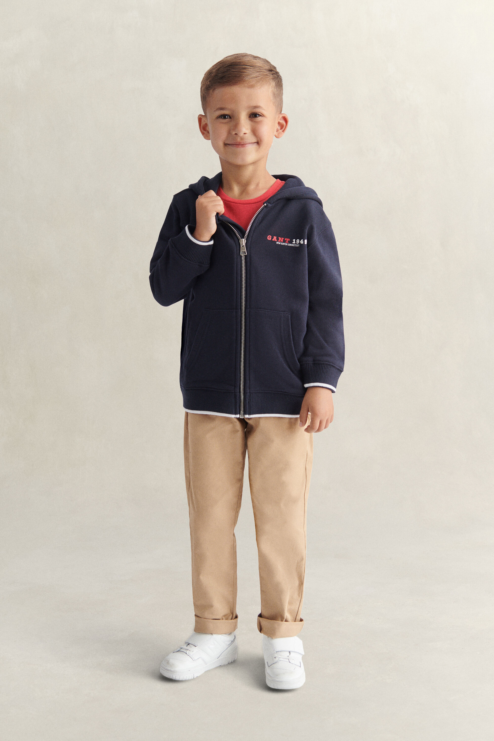 Boys Collegiate Graphic hoodie met ritssluiting