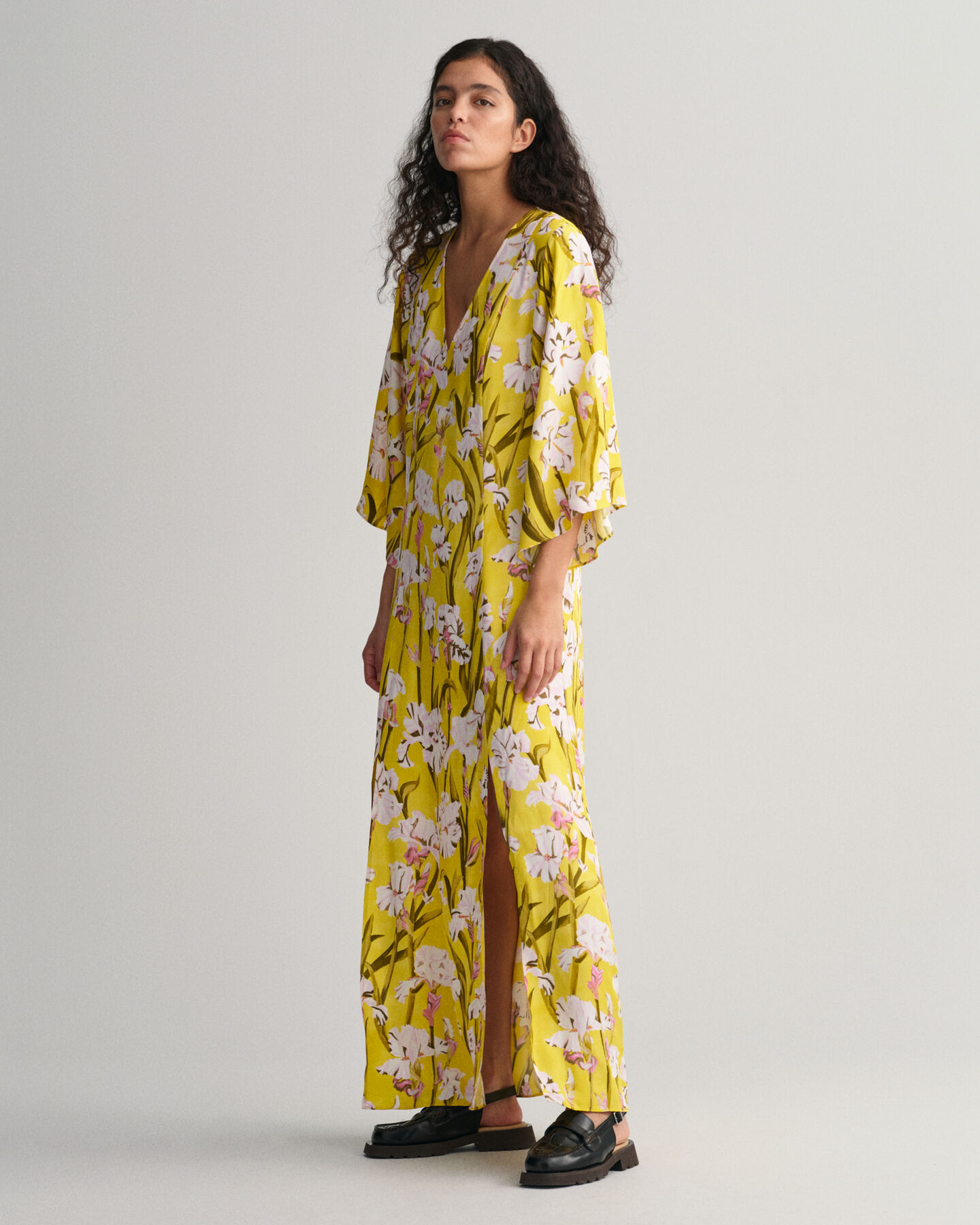 Maxi-jurk met Iris-print en V-hals