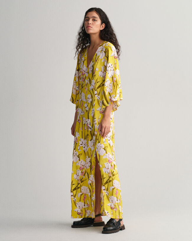 Maxi-jurk met Iris-print en V-hals