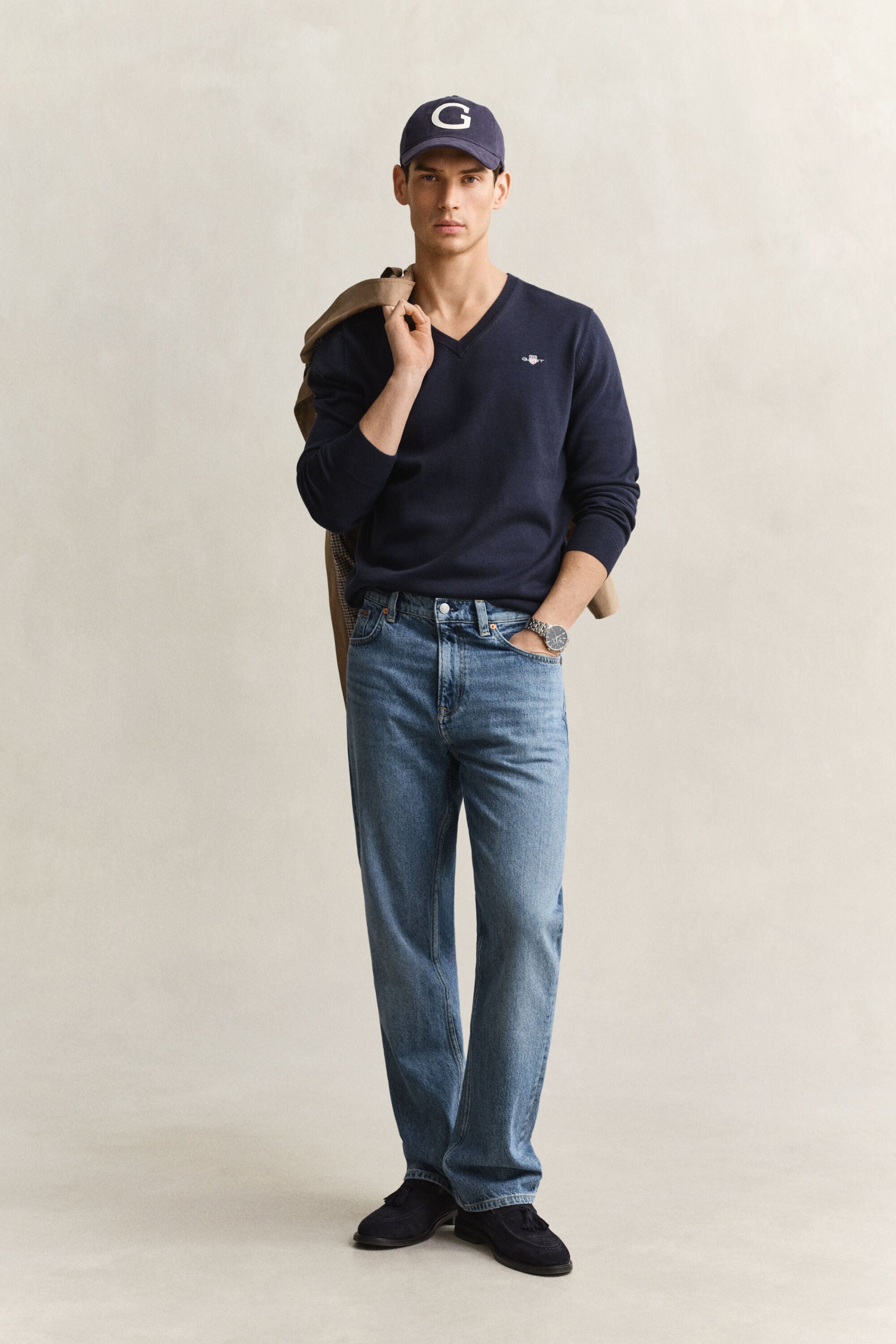 Katoenen sweater met V-hals