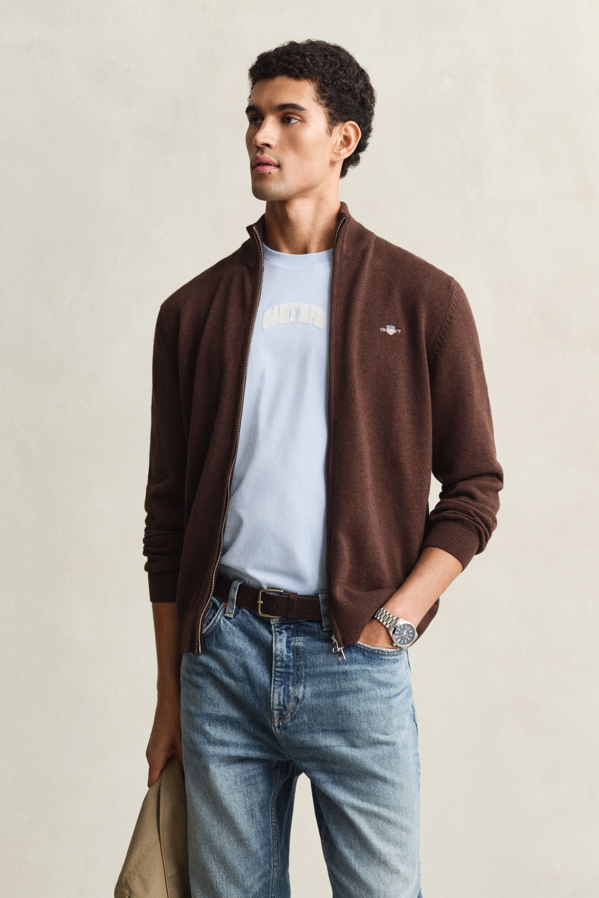 Casual vest van katoen met ritssluiting