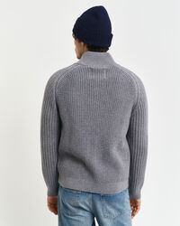 Vest met rits van een getextureerde wolmix